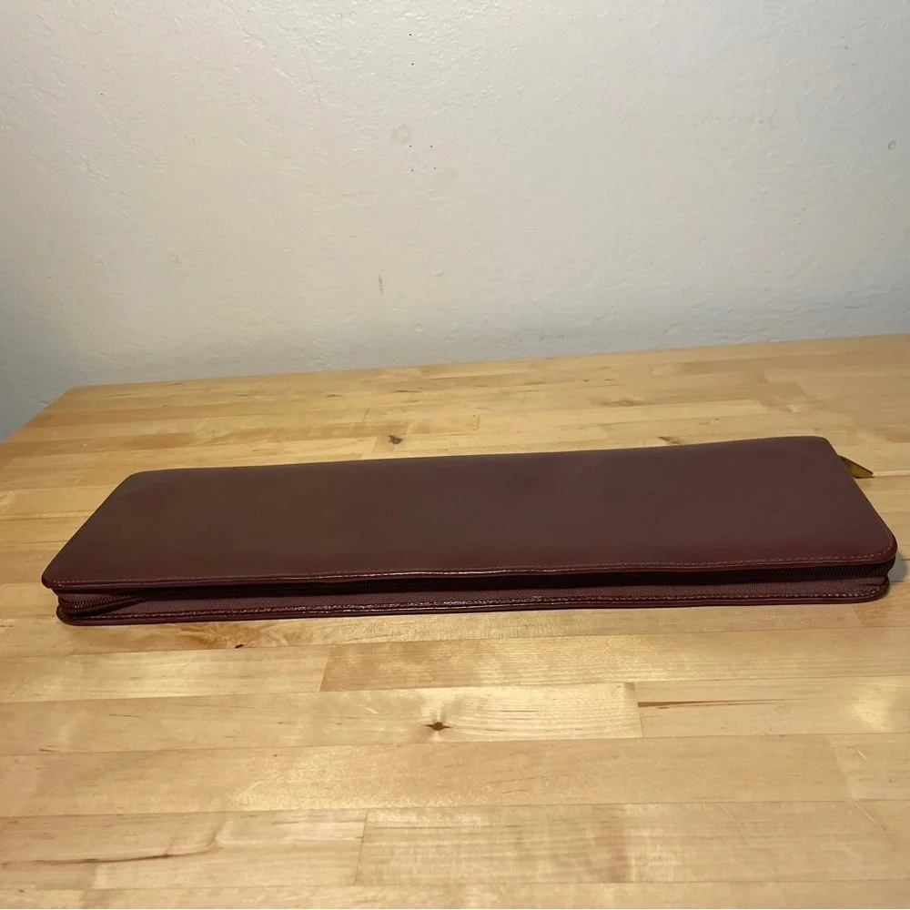 Red Envelope Burgundy Leather Tie Travel Case Men's Dress Tie Organizer